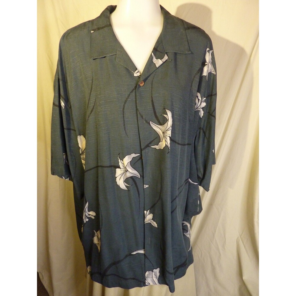 Tommy Bahama Shirt-100% Silk-Floral Hawaiian Design-sz XXL
